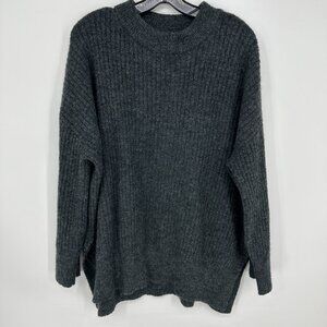 3/$25 H&M Chunky Ribbed Knit Sweater M Oversized Relaxed Long Charcoal Gray